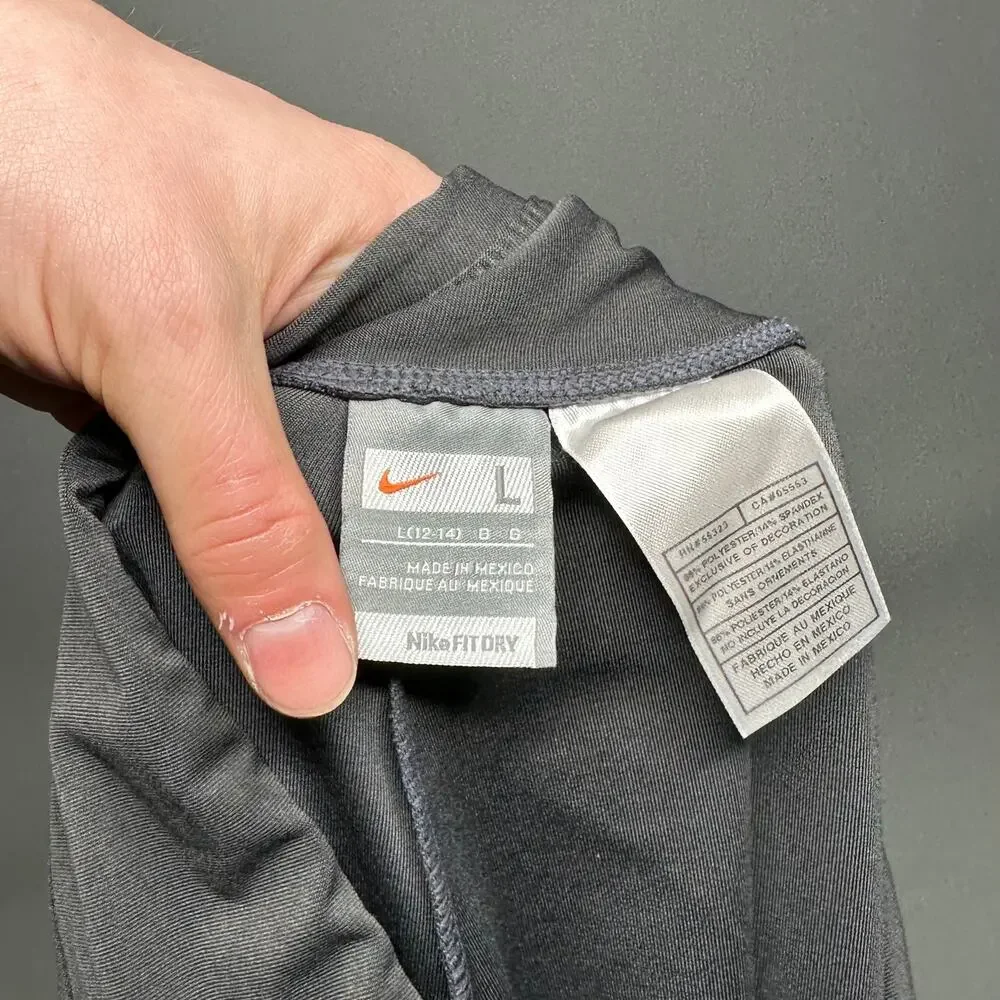 Vintage Y2K Nike Sweatpants Mens L Dark Grey Polyester White Swoosh Silver Tag